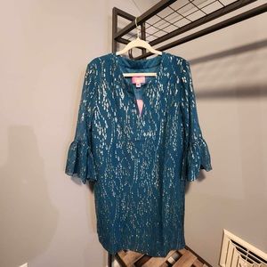 NWT - Lilly Pulitzer “Eleanora” Silk Dress - Size XL - Inky Tidal